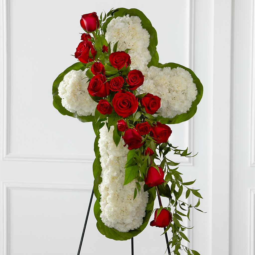Floral Cross Easel – MOM'S FLOWERS, Springfield OH
