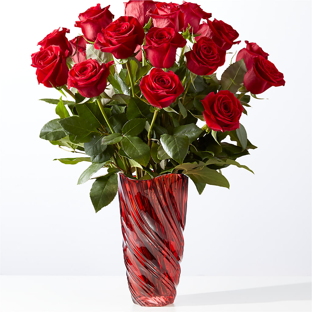 Classic Love Red Rose Bouquet with Luxe Swirl Vase – MOM'S FLOWERS, Springfield OH