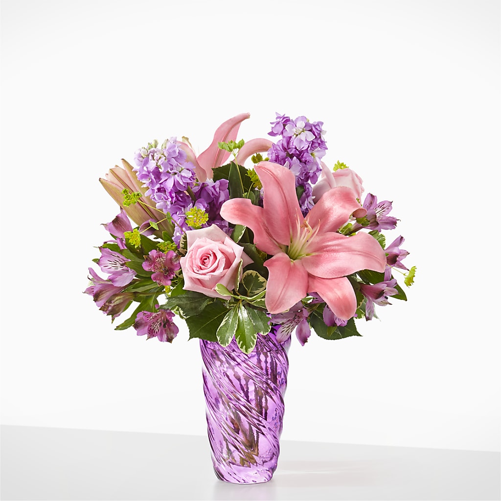 Precious Petals Bouquet with Luxe Swirl Vase – MOM'S FLOWERS, Springfield OH