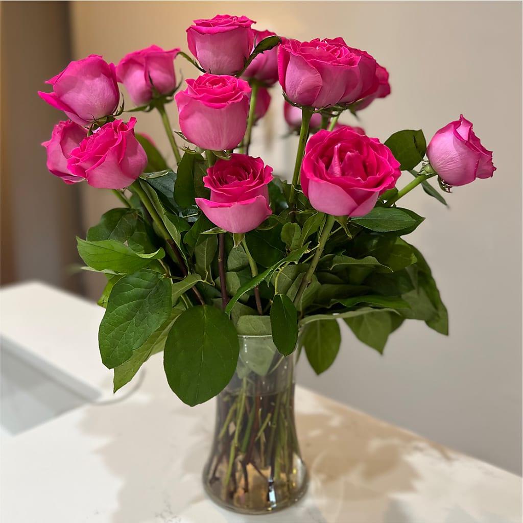 Long Stem Pink Rose Bouquet – MOM'S FLOWERS, Springfield OH