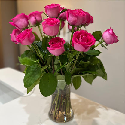 Long Stem Pink Rose Bouquet – MOM'S FLOWERS, Springfield OH