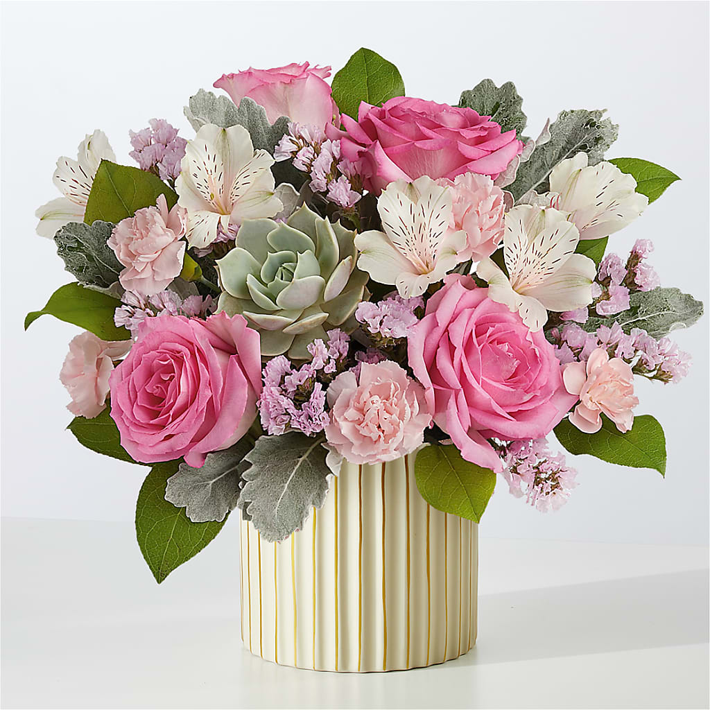 Dusty Rose Bouquet with Ivory Vase – MOM'S FLOWERS, Springfield OH