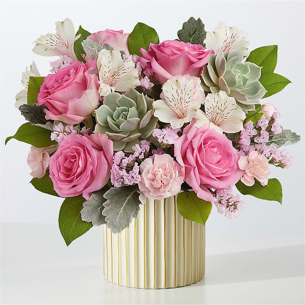 Dusty Rose Bouquet with Ivory Vase – MOM'S FLOWERS, Springfield OH