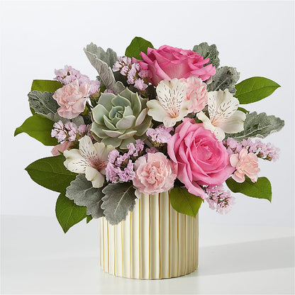 Dusty Rose Bouquet with Ivory Vase – MOM'S FLOWERS, Springfield OH