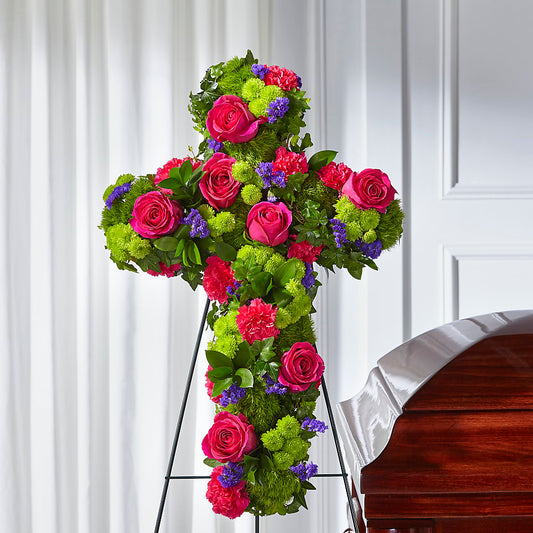 Tribute Rose Floral Cross – MOM'S FLOWERS, Springfield OH