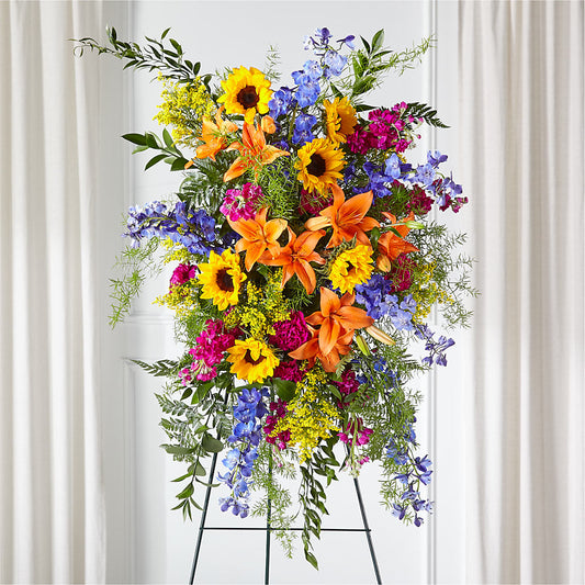 Sunlit Memories Standing Spray (Standard) – MOM'S FLOWERS, Springfield OH