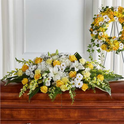 Golden Harmony Casket Spray – MOM'S FLOWERS, Springfield OH
