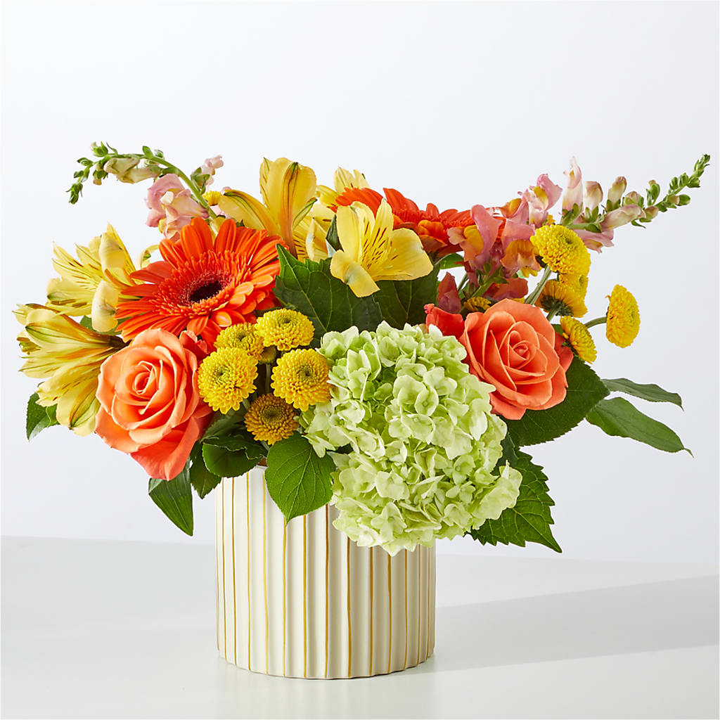 Autumn Sunshine Bouquet with Ivory Vase – MOM'S FLOWERS, Springfield OH