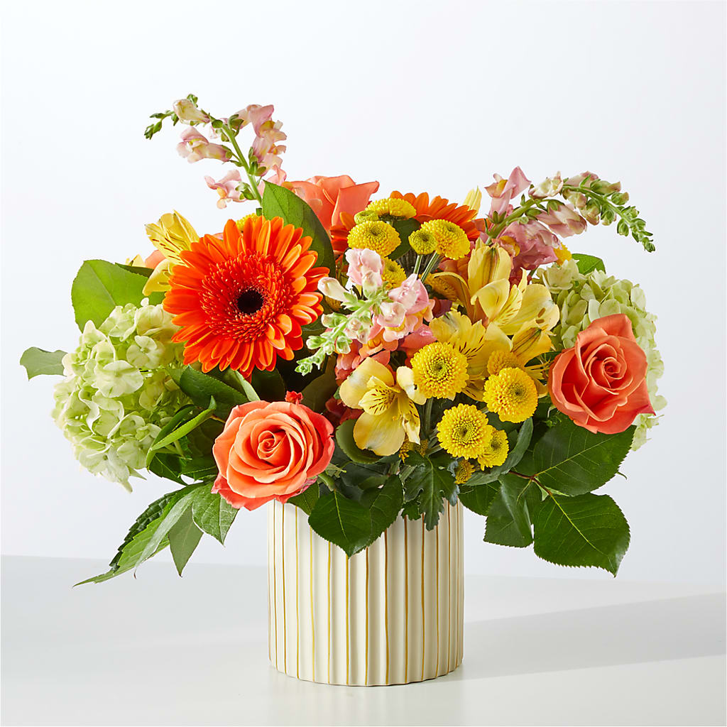 Autumn Sunshine Bouquet with Ivory Vase – MOM'S FLOWERS, Springfield OH