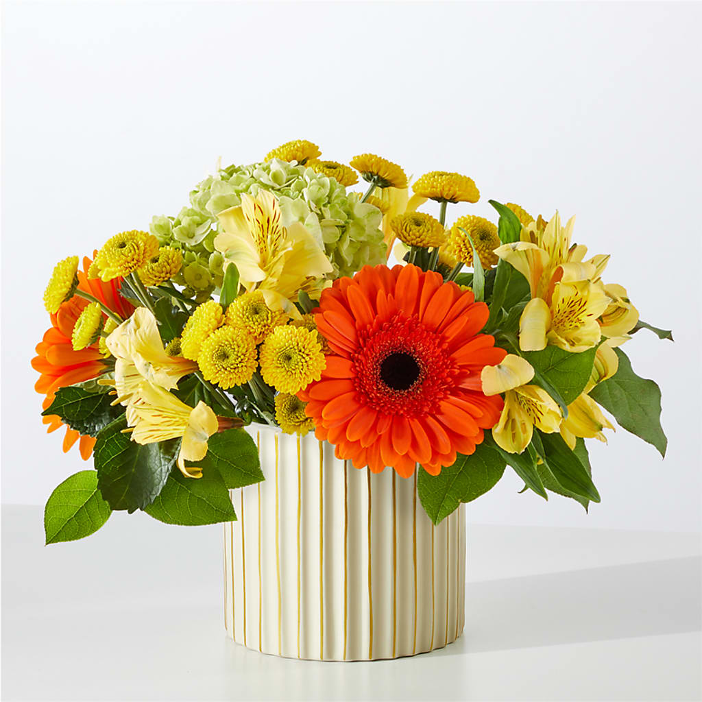 Autumn Sunshine Bouquet with Ivory Vase – MOM'S FLOWERS, Springfield OH