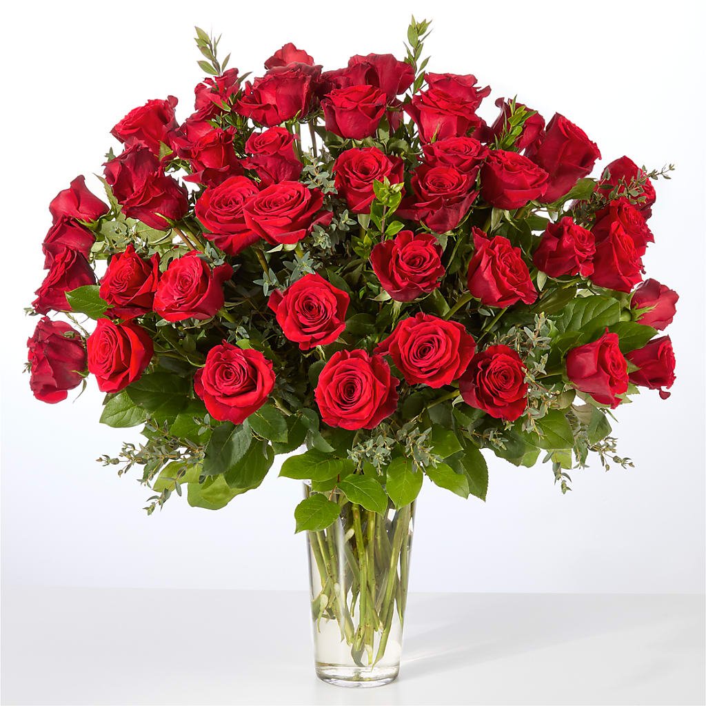 Forever Yours Fifty Stem Red Rose Bouquet – MOM'S FLOWERS, Springfield OH